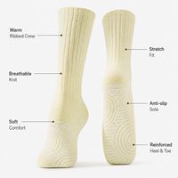 Chaussettes de yoga en coton peigné antidérapantes à bout intégral avec points en silicone, douces et respirantes pour Pilates, Barre, Fitness, Femmes, OEM ODM