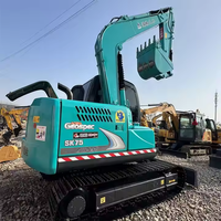 Excavatrice sur chenilles KOBELCO SK75-8 de haute qualité, 7 tonnes, moteur ISUZU puissant de 42 kW, capacité de la benne de 0,4 m³, moteur et boîte de vitesses d'occasion