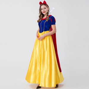 Disfraz de Blancanieves para mujer adulta, falda larga de tela 50%, disfraz de princesa de manga corta de lujo para Halloween - Product Image 4