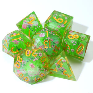 ชุดลูกเต๋า RPG ลายดอกไม้ซากุระทำด้วยมือลูกเต๋า DND เรซินหลายหน้าสำหรับดันเจี้ยนและ Game-L12ผจญภัยบนกระดาน - Product Image 5