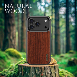Étui de luxe rotatif Laudtec en bois naturel avec panneau tactile saphir pour <span class=keywords><strong>iPhone</strong></span> 17 Pro - Product Image 2