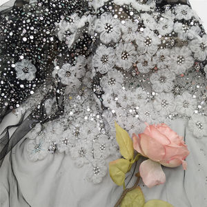 ผ้าลูกไม้ตาข่ายลายดอกไม้3D ความกว้าง120ซม. ผ้าลูกไม้ปักลายดอกไม้ล่าสุด - Product Image 6