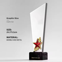 Trophée Souvenir Aigle en Cristal avec Base en Marbre en Forme de Couteau, Logo Laser Personnalisé et Impression UV 3D