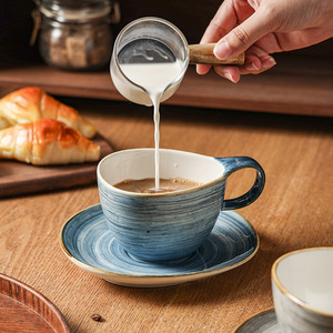 Wholesale Irregular Coffee <b>Cup</b> and Saucer Vintage Latte <b>Cup</b> Ceramic Tea <b>Cup</b> <b>Set</b> - Product Image 4