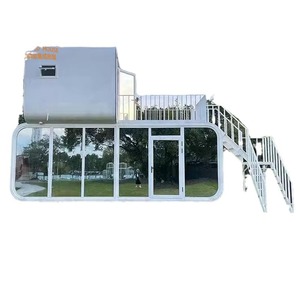 Casa Contenedor Moderna Rectangular para Oficina con Pared de Vidrio y Escaleras - Product Image 1