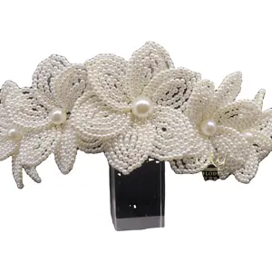Vente en gros de nouveaux accessoires de mariage de luxe faits à la main de style coréen diadème en fausse perle bandeau pour femmes