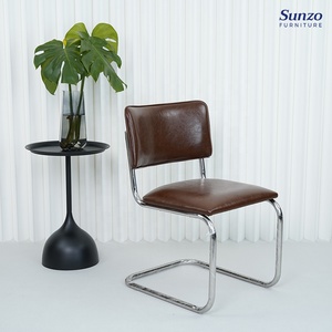 Cadeira de Jantar <span class=keywords><strong>Vintage</strong></span> Tubular de Couro SUNZO FURNITURE do Meio Século - Product Image 5