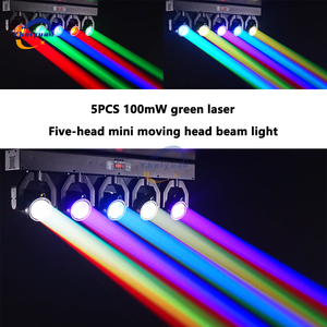 5-Head XY Rotating 180W LED Moving Head Beam DJ Disco Light DMX512 Voice Control RGBW Beam + <strong>Green</strong> <strong>Laser</strong> for Party Bar Christmas - Product Image 2