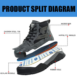 Scarpe da Lavoro Alte da Uomo con Punta in Acciaio Antinfortunistiche e Antiperforazione per Lavoro in Fabbrica ed Escursionismo Protezione di Sicurezza Resistenti all'Usura - Product Image 4