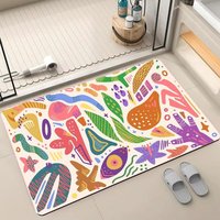 Tapis de salle de bain antidérapant, résistant aux taches, écologique, adapté aux animaux domestiques, rembourré, fabriqué à la machine, en PVC