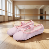 Chaussures de danse plates en cuir premium pour filles avec empeigne en PU souple et doublure en tissu de coton pour la danse latine, faible MOQ, OEM, ODM, DDP