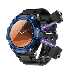 T96 Deportes Llamadas a prueba de agua 400mAh Smartwatch Auriculares 2 en 1 <span class=keywords><strong>Pulsera</strong></span> <span class=keywords><strong>inteligente</strong></span> <span class=keywords><strong>con</strong></span> TWS <span class=keywords><strong>Auricular</strong></span> Reloj Pantalla táctil <span class=keywords><strong>inteligente</strong></span> - Product Image 1