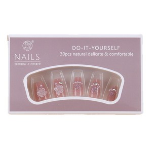 Consejos portátiles hechos a mano al por mayor de longitud media Rosa hielo transparente Camelia arte acabado pegatinas de uñas gel de gelatina - Product Image 5