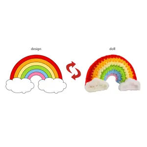 Custom Small Crocheted Rainbow Alpaca Plush Toy Crochet Rainbow Stuffed Animal Plush Toy Pillow For Baby Sleep