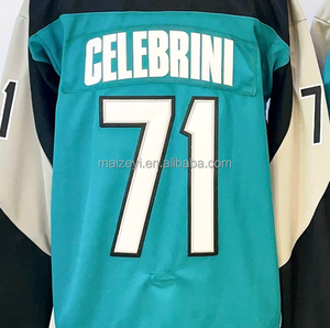 Maillot de hockey bleu turquoise San Jose Macklin Celebrini de qualité supérieure, cousu - Product Image 2