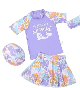 UPF 50 + bébé enfant en bas âge filles 3 pièces <span class=keywords><strong>maillot</strong></span> de <span class=keywords><strong>bain</strong></span> ensemble-manches longues Rash Guard Sunsuit <span class=keywords><strong>maillot</strong></span> de <span class=keywords><strong>bain</strong></span> avec chapeau Protection <span class=keywords><strong>UV</strong></span> maillots de <span class=keywords><strong>bain</strong></span> - Product Image 1
