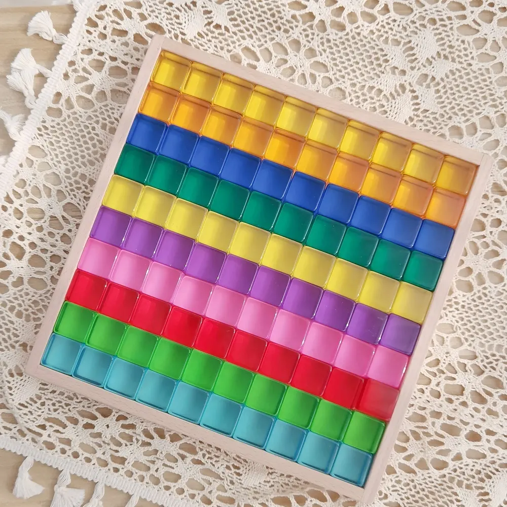 100pcs/set sensery rainbow Blocks Kids Learning Color stacking Toys Baby Montessori Educational Toys