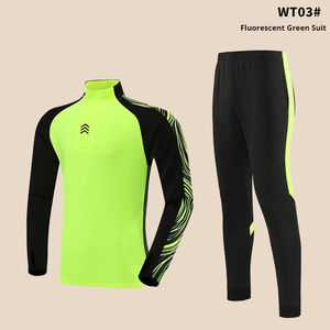 Велюровый футбольный костюм с длинными рукавами для студентов и детей, с воротником-стойкой на молнии до середины груди, для мужчин и женщин, для тренировок и игр осенью и зимой - Product Image 2