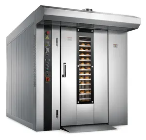 Forno rotativo automático de gás, fonte direta de fábrica, forno rotativo 64 bandeja, diesel, pão, forno de cozimento rotativo