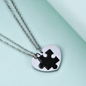 Tùy Chỉnh Tên 2 cái/bộ Trái Tim Câu Đố Mặt Dây Chuyền Cho Phụ Nữ Người Đàn Ông Không bao giờ Phai Thép Không Gỉ Vài Dây Chuyền Món Quà Kỷ Niệm - Product Image 6