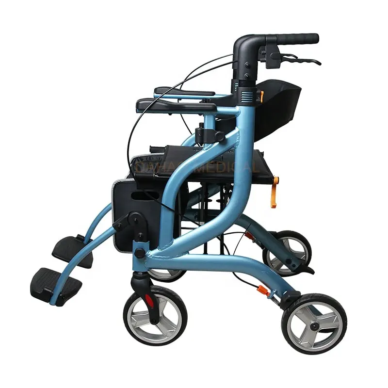 Senior Space Saver Drive Adjustable Aluminum Rollator Walker Shopping Cart with Seat Storage Bag Hand Brakes