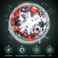 Mixeur Portable P2501R 75W pour Smoothies aux Fruits Frais, Mixeur Électrique Rechargeable USB, Bouteille Personnelle, Mini Mixeurs à Jus