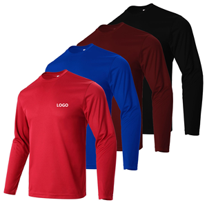 T-Shirt Fitness taglia per adulti per bambini 100% poliestere abbigliamento sportivo da palestra a manica lunga da uomo T-Shirt sportiva - Product Image 1