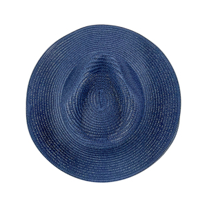 Nouveau produit plage paille vente en gros dame soleil une pièce <span class=keywords><strong>2022</strong></span> grand ensemble uni bleu embelli chapeau d'été pour femme - Product Image 4