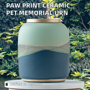 Modern Ceramic Pet <b>Urn</b> with Blue and Mint Gradient Design for <b>Cat</b> and Dog Ashes Storage - Product Image 4