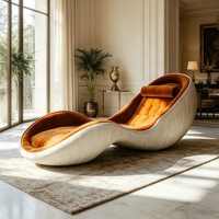 Chaise longue incurvée moderne de luxe, capitonnée en velours et lin, canapé inclinable de détente pour salon et hôtel