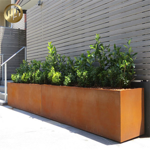 Pot de fleurs rectangulaire en acier Corten de 2 mm d'épaisseur, style nordique, finition sculptée à la main, écologique, résistant à la chaleur pour jardin et pépinière - Product Image 5