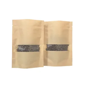 New Biodegradable Kraft Stand up Pouch with Sachet Zip Transparent Window