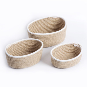 Handmade Hemp Rope Woven <b>Storage</b> <b>Basket</b> Round 2.0-3.0L For Fruits Toys Cosmetics Desktop Organization - Product Image 4