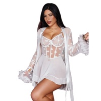 B1091 Ensemble de Nuit Femme en Dentelle (Chemise de Nuit et Peignoir) Style Européen, Vêtements d'Intérieur d'Été, Robes de Bal en Gros 2026 – Vente Directe Usine