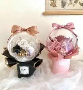 Mothers Day Gifts 2023 Wedding Valentine Festival Novelty Gift Giant Dried Flowers Golden Touch Balloons Preserved Roses Bouquet