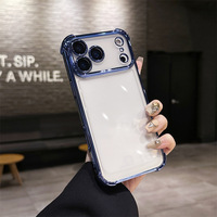 Étui de téléphone transparent en TPU pour galvanoplastie à quatre coins avec protecteur d'objectif pour iphone 17 Pro Max 16 15 14 étuis de téléphone portable