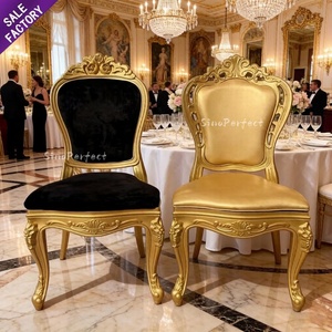 เก้าอี้จัดงานแต่งงานทำจากเรซิ่นพลาสติกสีดำทองดีไซน์เรียบง่าย - Product Image 1