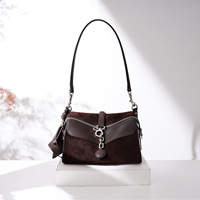 Sac à bandoulière en cuir suédé véritable de luxe, style Old Money, grande capacité, collection Automne-Hiver 2026
