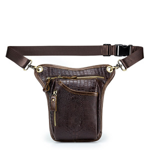 Sacoche de moto rétro en <span class=keywords><strong>cuir</strong></span> de vachette pour hommes, <span class=keywords><strong>cuir</strong></span> véritable, motif crocodile, sacoche de selle pour moto - Product Image 1