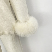 Ensemble de chandails en tricot populaires Jancoco, chandail ample pour femmes avec col et poignets en vraie fourrure de renard, veste et pantalon