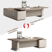 Bureau de direction fabriqué en usine, style luxe léger avec sous-meuble, mobilier de bureau pour PDG, directeur, superviseur