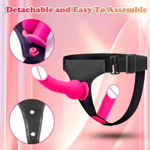 Оптовая продажа, силиконовые носимые кожаные секс-фаллоимитаторы с 2 съемными реалистичными фаллоимитаторами, анальные женские секс-игрушки для лесбиянок - Product Image 4