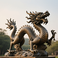Grande Statue de Dragon Chinois en Bronze Personnalisé Métal Sculpté Coulé Style Traditionnel Décoration de Jardin Extérieur