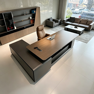<span class=keywords><strong>Bureau</strong></span> de direction moderne haut de gamme en forme de L, en MDF, avec armoire de rangement, mobilier de <span class=keywords><strong>bureau</strong></span> intelligent pour directeur général - Product Image 4