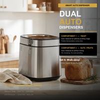 HONEYICE Máquina para Hacer Pan Eléctrica con Voltaje Global 100-240V, Adaptación Automática, Compacta, Motor de CC de 700W, Capacidad de 2.5LB, Báscula de Precisión Integrada