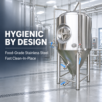Cuve de Fermentation de Bière en SUS304 Facile à Utiliser avec Contrôle PLC PID 500L 1000L 2000L pour Nano-brasserie 380V Triphasé 50Hz