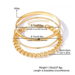Trendy Geometric Link Chain Bracelet <b>Set</b> for Women 3Pcs/<b>set</b> Punk Women Gold Chain Link <b>Bangle</b> Bracelets - Product Image 5