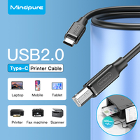 Câble de données USB C vers USB B Mindpure 1,5 m 3 m, cordon MIDI USB 2.0 Type-C, triple blindage OFC pour HP Canon Epson Yamaha Casio