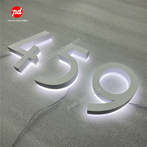 <strong>Customized</strong> Modern House <strong>Number</strong> Signs Stainless Steel Individual Led Backlit Back Lighting 3D <strong>Letters</strong> Waterproof - Product Image 3