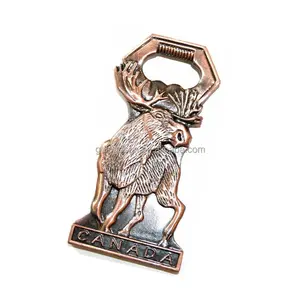 挪威加拿大古董麋鹿和驯鹿3D金属开瓶器黄铜合金冰箱磁独特纪念品系列 - Product Image 1